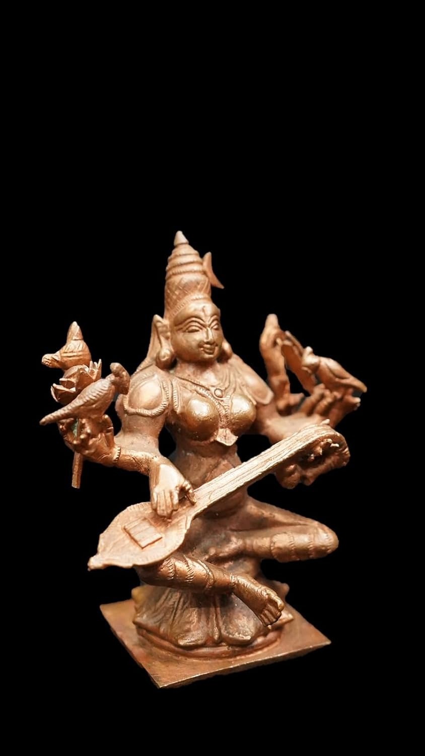 Brown Copper Idols Rajamathangi, 3.7 Inches, 368G Handmade Pack Of 1 Piece