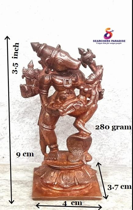 Brownish-Orange Copper Idols, 3.5 Inches, Handmade Bhu Varaha, 280G, Patina Antique Finish, Pack Of 1 Piece