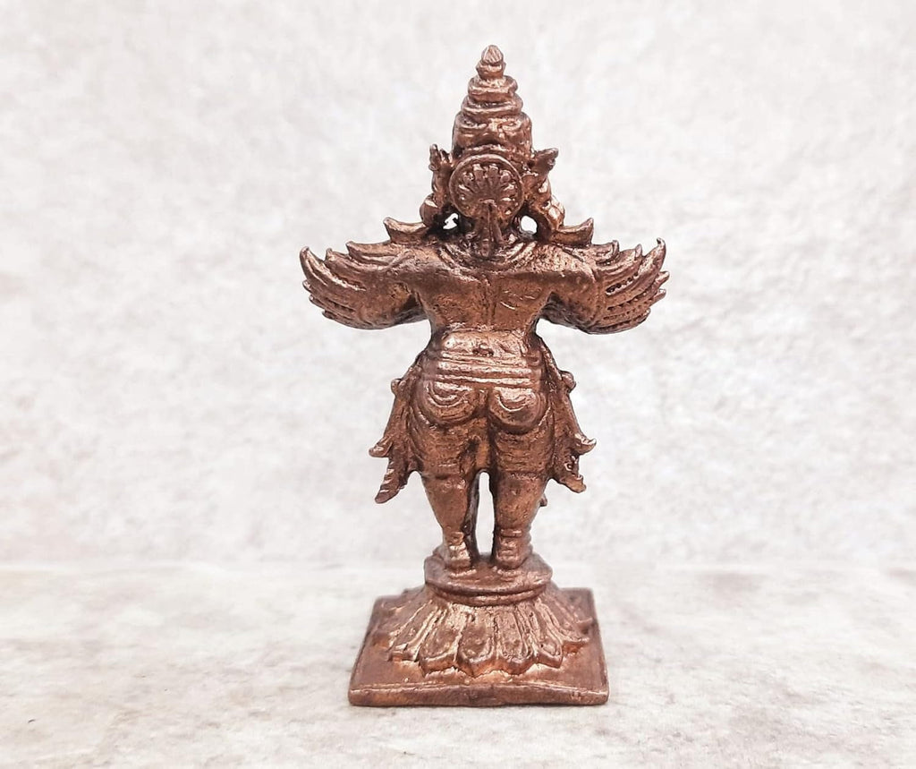 Brownish-Orange Copper Idols, 7 Cm, Handmade Standing Garudar 95 Gram, Patina Antique Finish, Pack Of 1 Piece