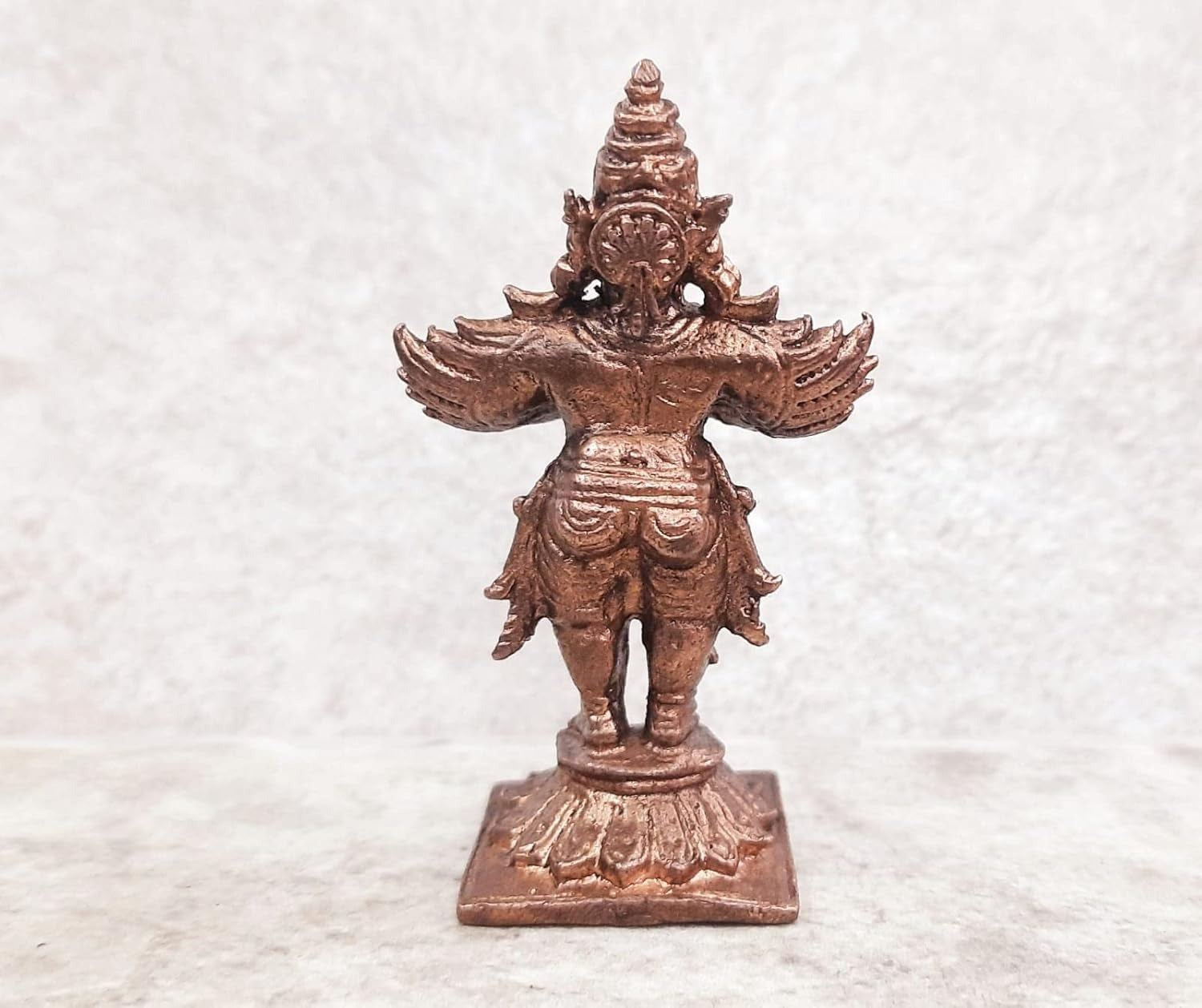 Brownish-Orange Copper Idols, 7 Cm, Handmade Standing Garudar 95 Gram, Patina Antique Finish, Pack Of 1 Piece