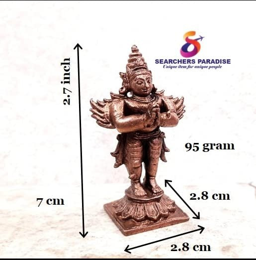 Brownish-Orange Copper Idols, 7 Cm, Handmade Standing Garudar 95 Gram, Patina Antique Finish, Pack Of 1 Piece