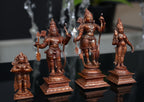 Brownish-Orange Copper Idols Of God Ram Darbar, 6 Inch, 1.6 Kg, Patina Antique Finish, Pack Of 4 Piece