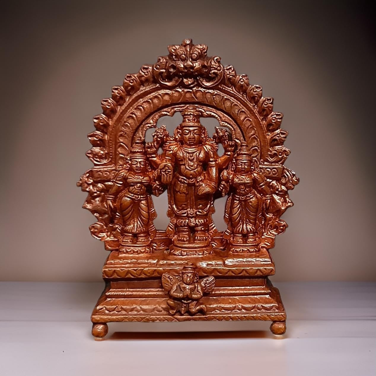 Copper Copper Handmade Srinivasa Peruma 6 Cm L 131 G, Patina Antique Finish, Pack Of 1 Piece