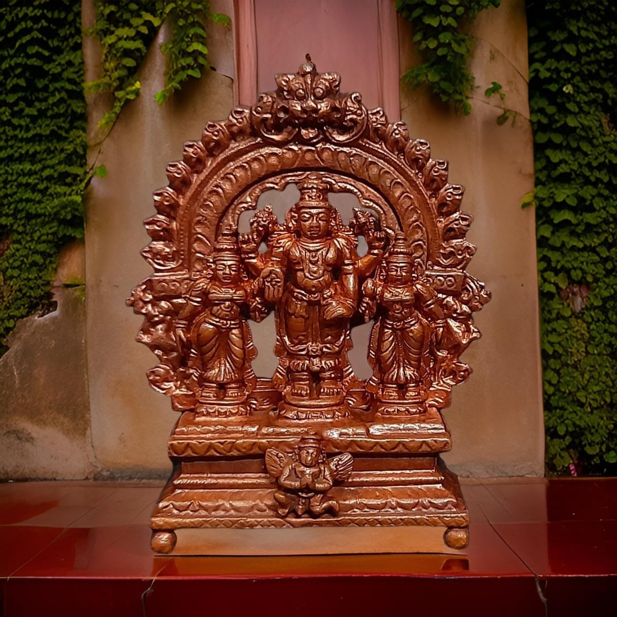 Copper Copper Handmade Srinivasa Peruma 6 Cm L 131 G, Patina Antique Finish, Pack Of 1 Piece