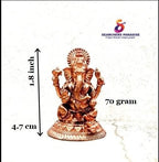 Brownish-Orange Copper Idols, 4.8 Cm, Handmade Little Ganesh 70Grams, Patina Antique Finish, Pack Of 1 Piece