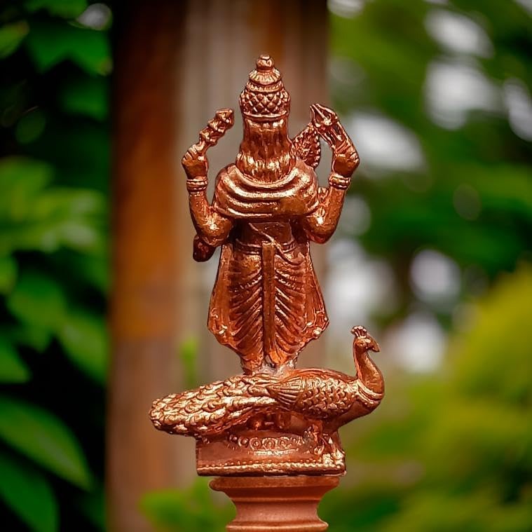 Brownish-Orange Copper Idols India, Handmade Murugar 2.6 Inches, 80G, Pack Of 1 Piece