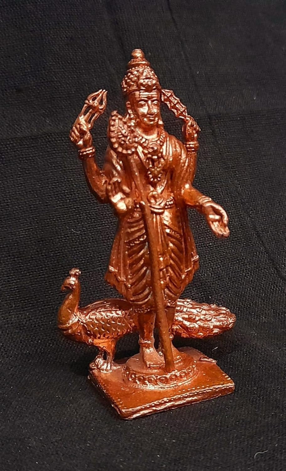 Brownish-Orange Copper Idols India, Handmade Murugar 2.6 Inches, 80G, Pack Of 1 Piece
