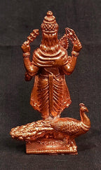 Brownish-Orange Copper Idols India, Handmade Murugar 2.6 Inches, 80G, Pack Of 1 Piece