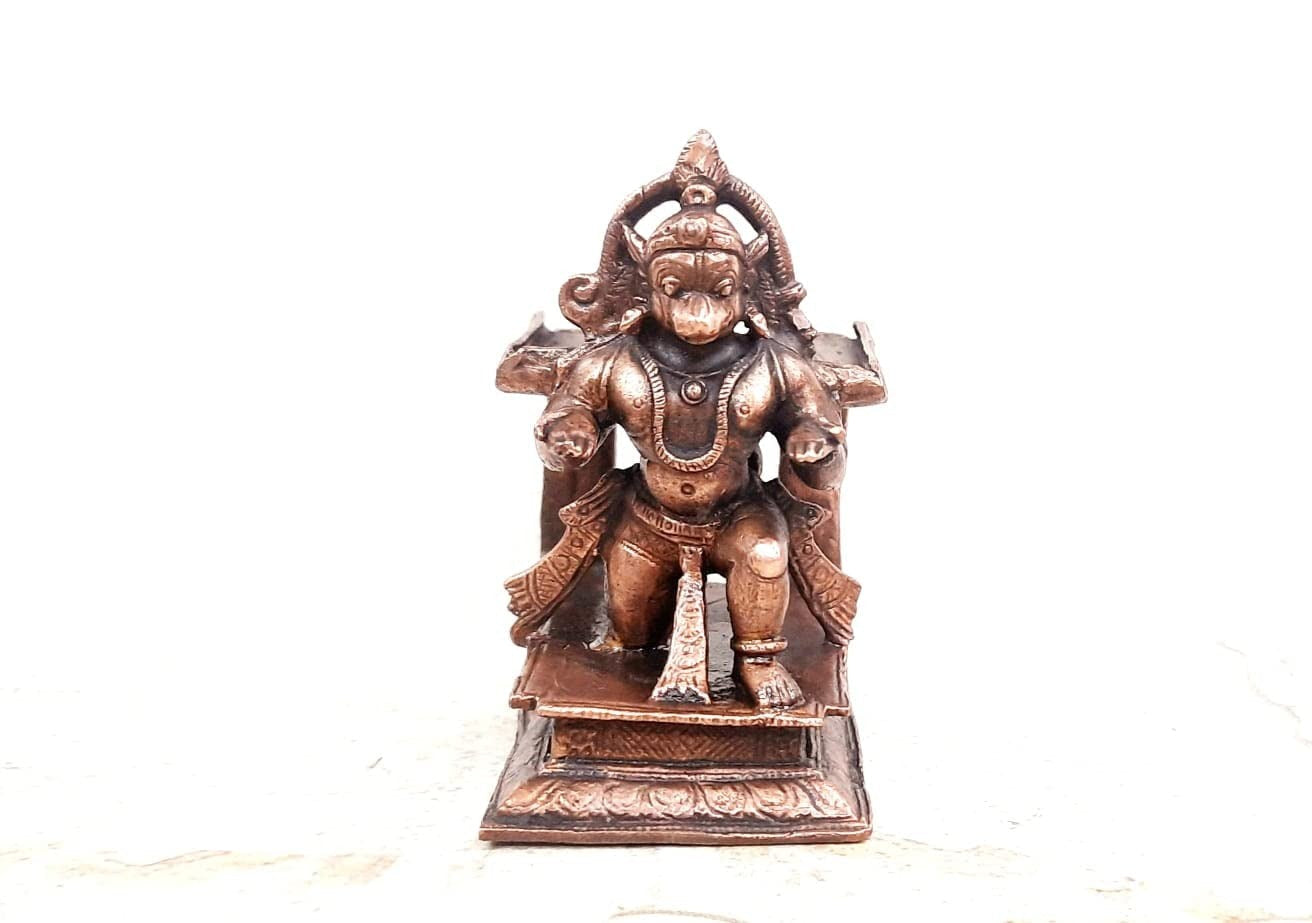Brownish-Orange Copper Idols, 7.5 Cm, Handmade Hanuman 310 G, Patina Antique Finish, Pack Of 1 Piece