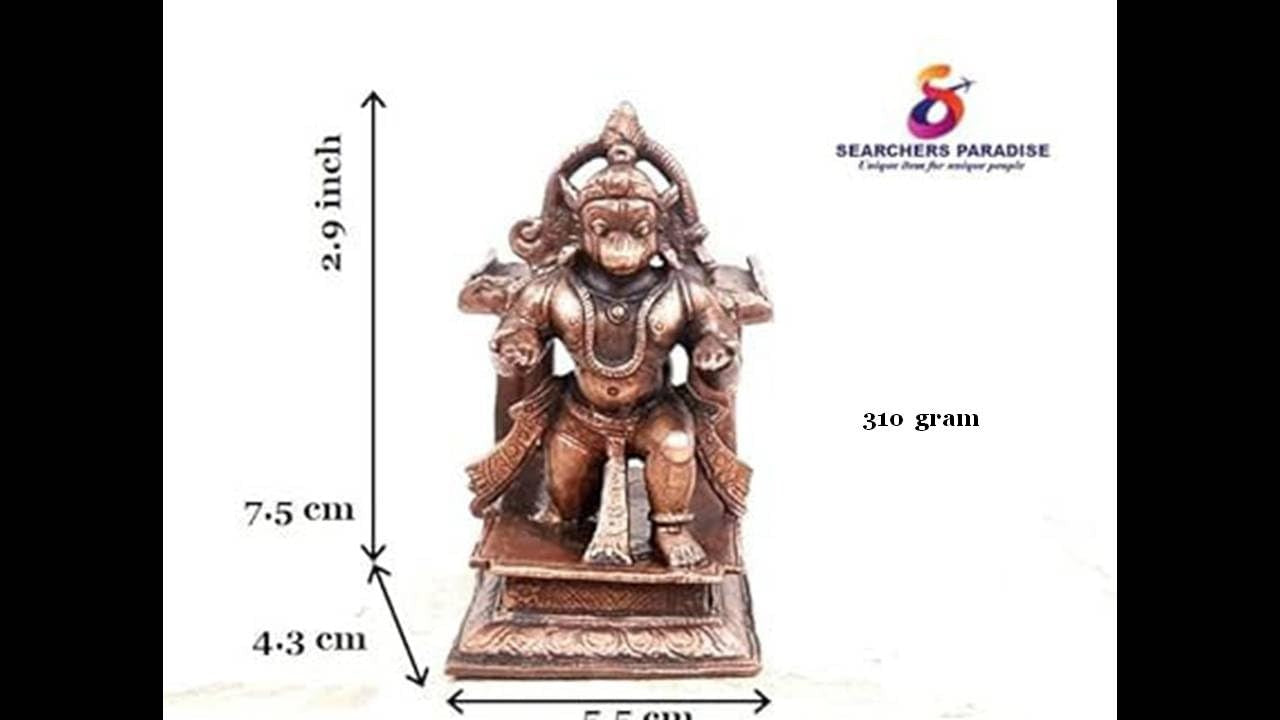 Brownish-Orange Copper Idols, 7.5 Cm, Handmade Hanuman 310 G, Patina Antique Finish, Pack Of 1 Piece