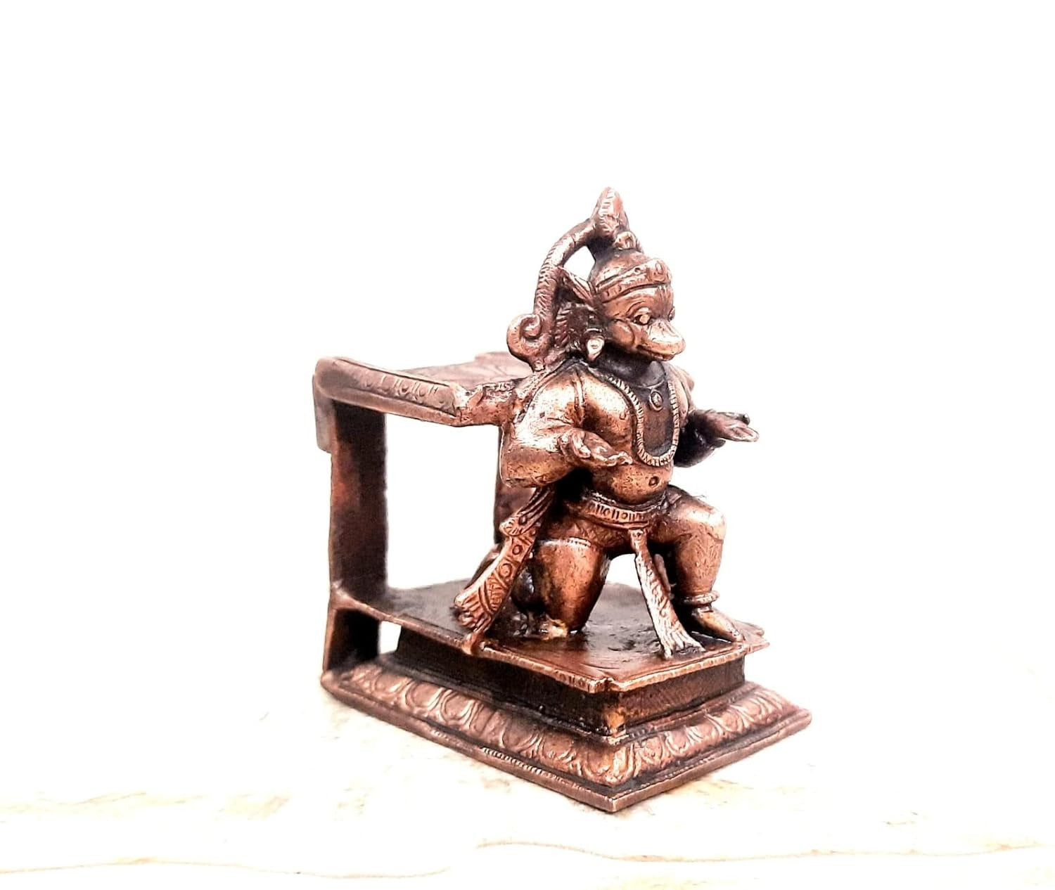 Brownish-Orange Copper Idols, 7.5 Cm, Handmade Hanuman 310 G, Patina Antique Finish, Pack Of 1 Piece