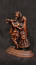 Brownish-Orange Copper Handmade Radha Krishna God Idols, 1.9 Inches, 47G, Patina Antique Finish, Pack Of 1 Piece