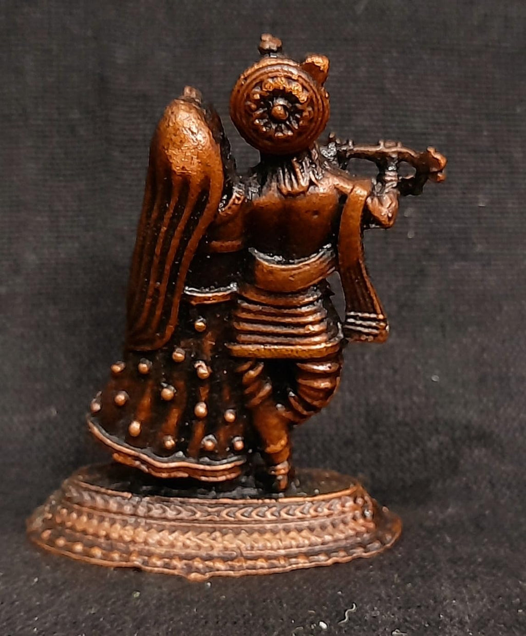 Brownish-Orange Copper Handmade Radha Krishna God Idols, 1.9 Inches, 47G, Patina Antique Finish, Pack Of 1 Piece