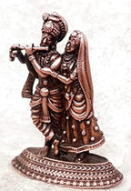 Brownish-Orange Copper Handmade Radha Krishna God Idols, 1.9 Inches, 47G, Patina Antique Finish, Pack Of 1 Piece