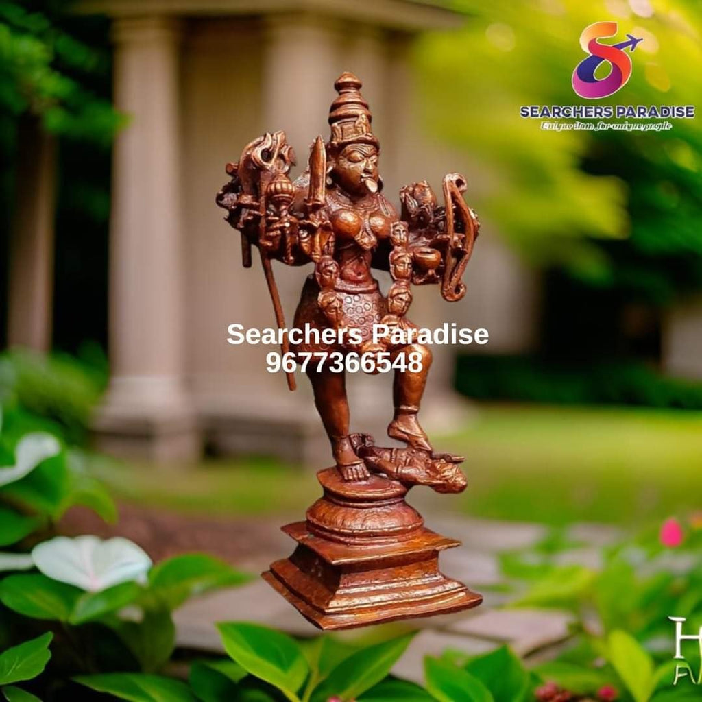 Brownish-Orange Copper Idols Of God Kaliamman 5.7 Inches, 620G, Patina Antique Finish, Pack Of 1 Piece