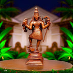 Brownish-Orange Copper Idols Of God Kaliamman 5.7 Inches, 620G, Patina Antique Finish, Pack Of 1 Piece