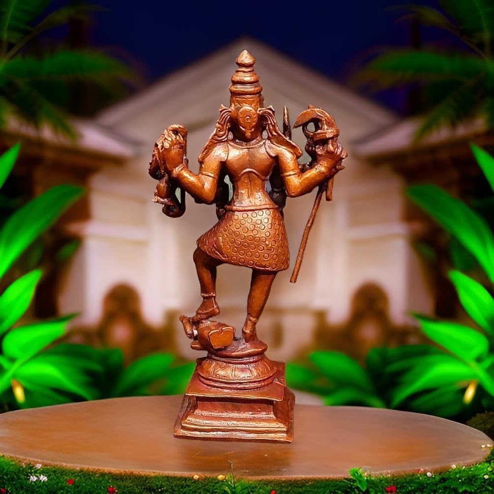 Brownish-Orange Copper Idols Of God Kaliamman 5.7 Inches, 620G, Patina Antique Finish, Pack Of 1 Piece