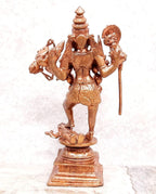 Brownish-Orange Copper Idols Of God Kaliamman 5.7 Inches, 620G, Patina Antique Finish, Pack Of 1 Piece