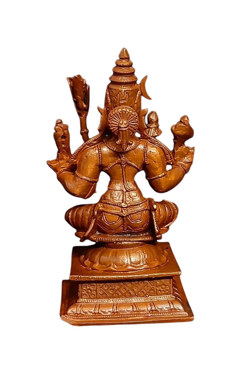 Brownish-Orange Copper God Idols Raja Rajeshwari, 4 Inches 415 Gram, Patina Antique Finish, Pack Of 1 Piece