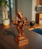 Brown Copper Idols India, 3.3 Inches, Handmade Standing Ganesh Idol 139Gram, Patina Antique Finish, Pack Of 1 Piece