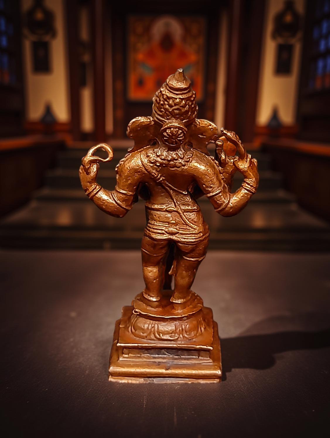 Brown Copper Idols India, 3.3 Inches, Handmade Standing Ganesh Idol 139Gram, Patina Antique Finish, Pack Of 1 Piece