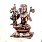 Brownish-Orange Copper Idols, 8.5 Cm, Handmade Manavala Mahamuni Holding Vishnu 395 G, Patina Antique Finish, Pack Of 1 Piece