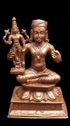 Brownish-Orange Copper Idols, 8.5 Cm, Handmade Manavala Mahamuni Holding Vishnu 395 G, Patina Antique Finish, Pack Of 1 Piece