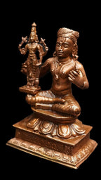 Brownish-Orange Copper Idols, 8.5 Cm, Handmade Manavala Mahamuni Holding Vishnu 395 G, Patina Antique Finish, Pack Of 1 Piece