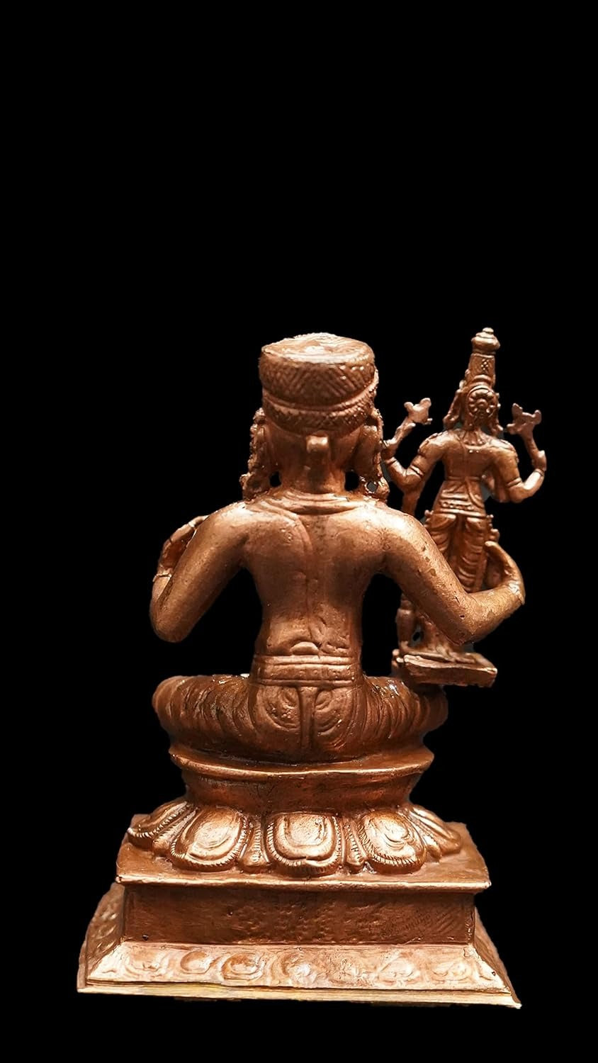 Brownish-Orange Copper Idols, 8.5 Cm, Handmade Manavala Mahamuni Holding Vishnu 395 G, Patina Antique Finish, Pack Of 1 Piece