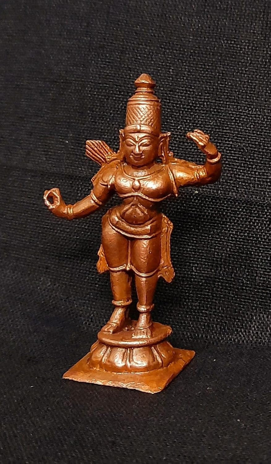 Reddish-Brown Copper Idols Of God Rama, Hand Made, 2 Inches, 35 Gm, Patina Antique Finish, Pack Of 1 Piece