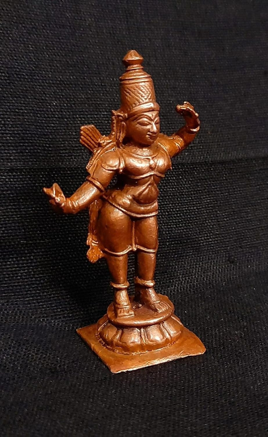 Reddish-Brown Copper Idols Of God Rama, Hand Made, 2 Inches, 35 Gm, Patina Antique Finish, Pack Of 1 Piece