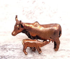 Brownish-Orange Copper Idols, 0.9 Inches, Handmade Cow With Calf, 16G, Patina Antique Finish, Pack Of 1 Piece