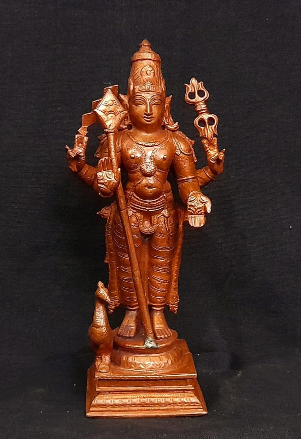 Brownish-Orange Copper Idols Of God Murugar By Unikraf , 6.2 Inches, 780G, Patina Antique Finish, Pack Of 1 Piece