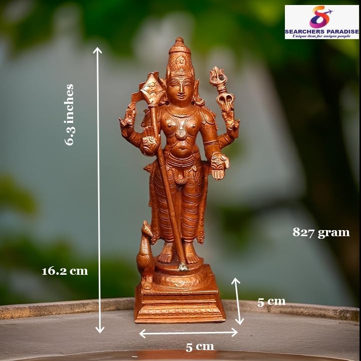 Brownish-Orange Copper Idols Of God Murugar By Unikraf , 6.2 Inches, 780G, Patina Antique Finish, Pack Of 1 Piece