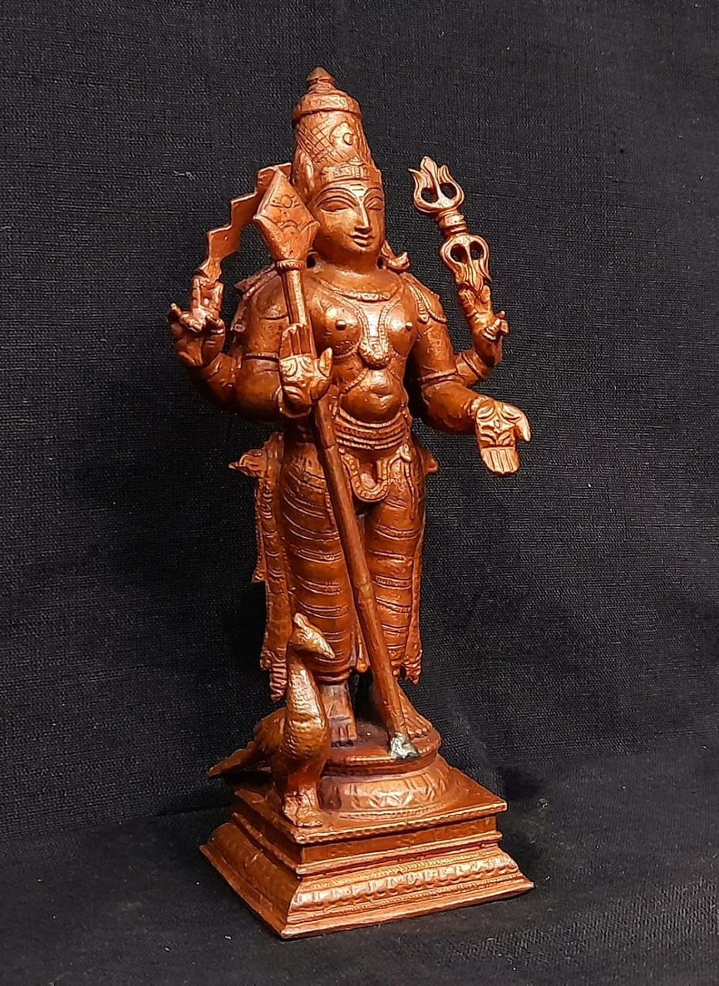 Brownish-Orange Copper Idols Of God Murugar By Unikraf , 6.2 Inches, 780G, Patina Antique Finish, Pack Of 1 Piece