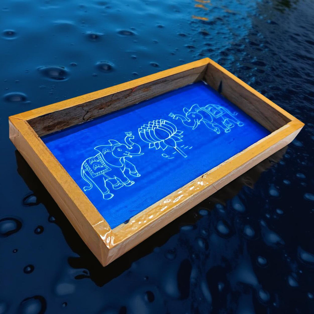 Unikraf  Elephant with Lotus Rangoli Stencil Wooden, 1 Piece (9x5 Inches)