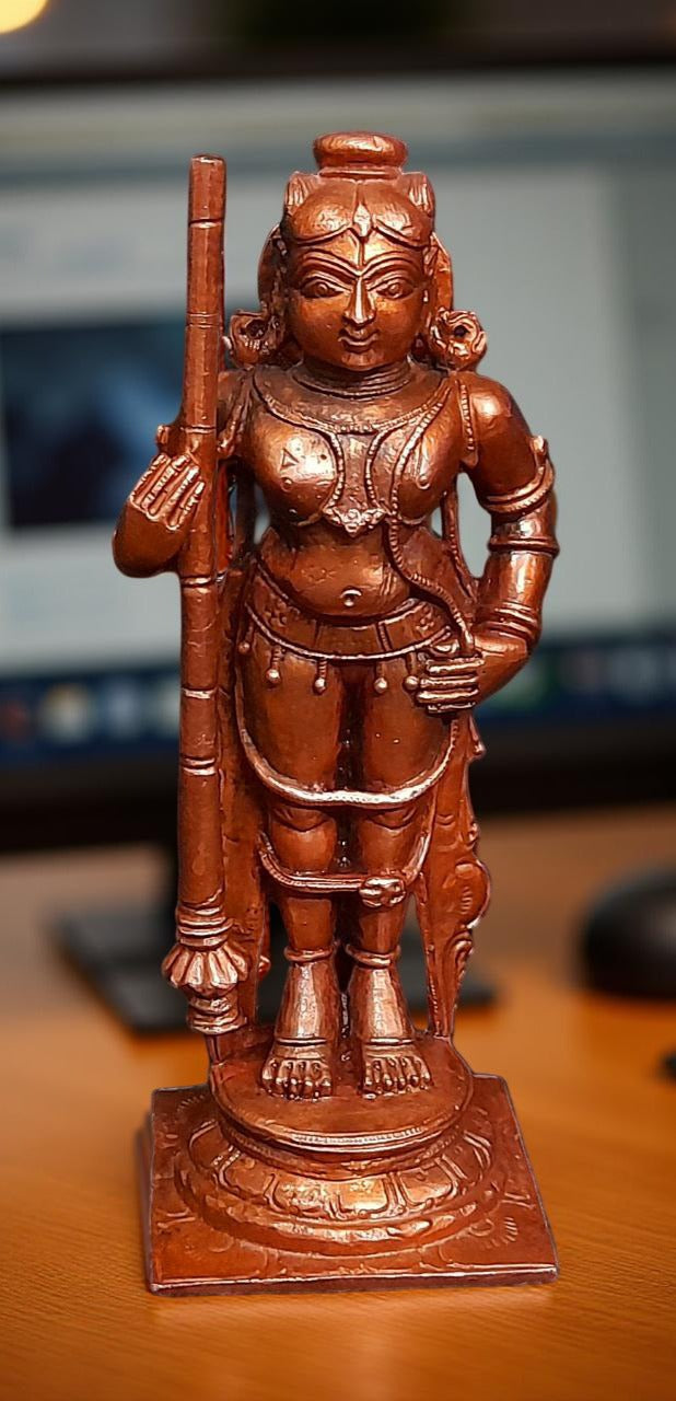 Brown Copper Idols Of Udupi Krishna, 5.7 Inches, 650G, Handmade Pack Of 1 Piece