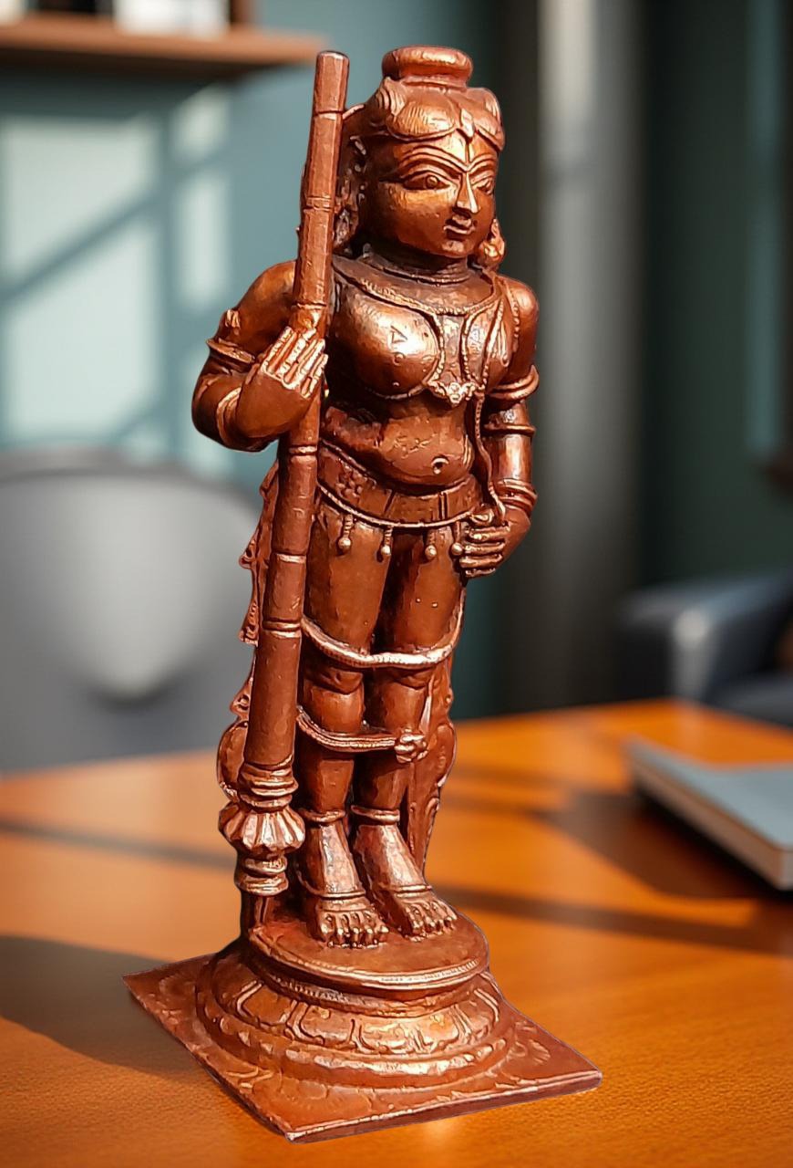 Brown Copper Idols Of Udupi Krishna, 5.7 Inches, 650G, Handmade Pack Of 1 Piece