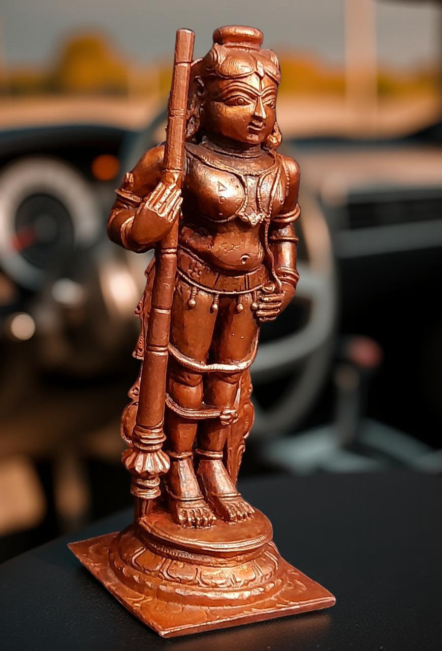 Brown Copper Idols Of Udupi Krishna, 5.7 Inches, 650G, Handmade Pack Of 1 Piece