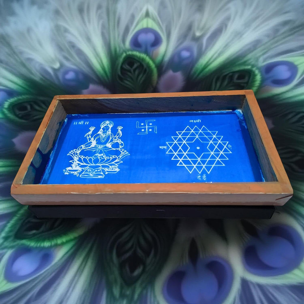 Unikraf  Aishwarya Kolam with Lakshmi Rangoli Stencil Wooden, 1 Piece (9x5 Inches)