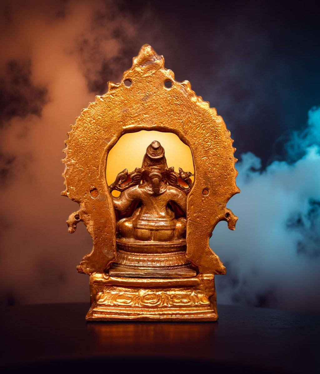 Brownish-Orange Copper Idols Of God Little Ganesh With Prabhavalli, 3 Inches, 100G, Patina Antique Finish, Pack Of 1 Piece