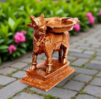 Brownish-Orange Copper Idols Of God Nandhi With Abishekam Plate, 2.7 Inches, 320G, Patina Antique Finish, Pack Of 2 Piece