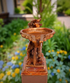 Brownish-Orange Copper Idols Of God Nandhi With Abishekam Plate, 2.7 Inches, 320G, Patina Antique Finish, Pack Of 2 Piece