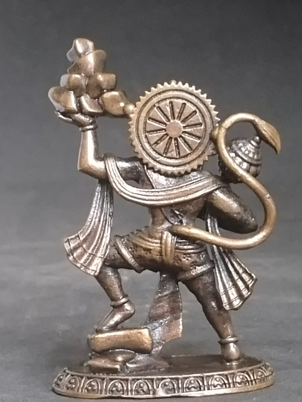 Brown Copper God Idol Chiranjeevi Hanuman, 2.5 Inches, 60G, Patina Antique Finish, Pack Of 1 Piece