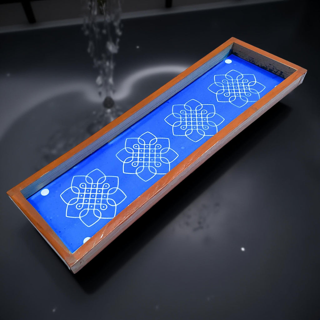 Unikraf  Flower Kambi Kolam Border Rangoli Stencil Wooden 17 * 5 inches Pack of 1 Piece