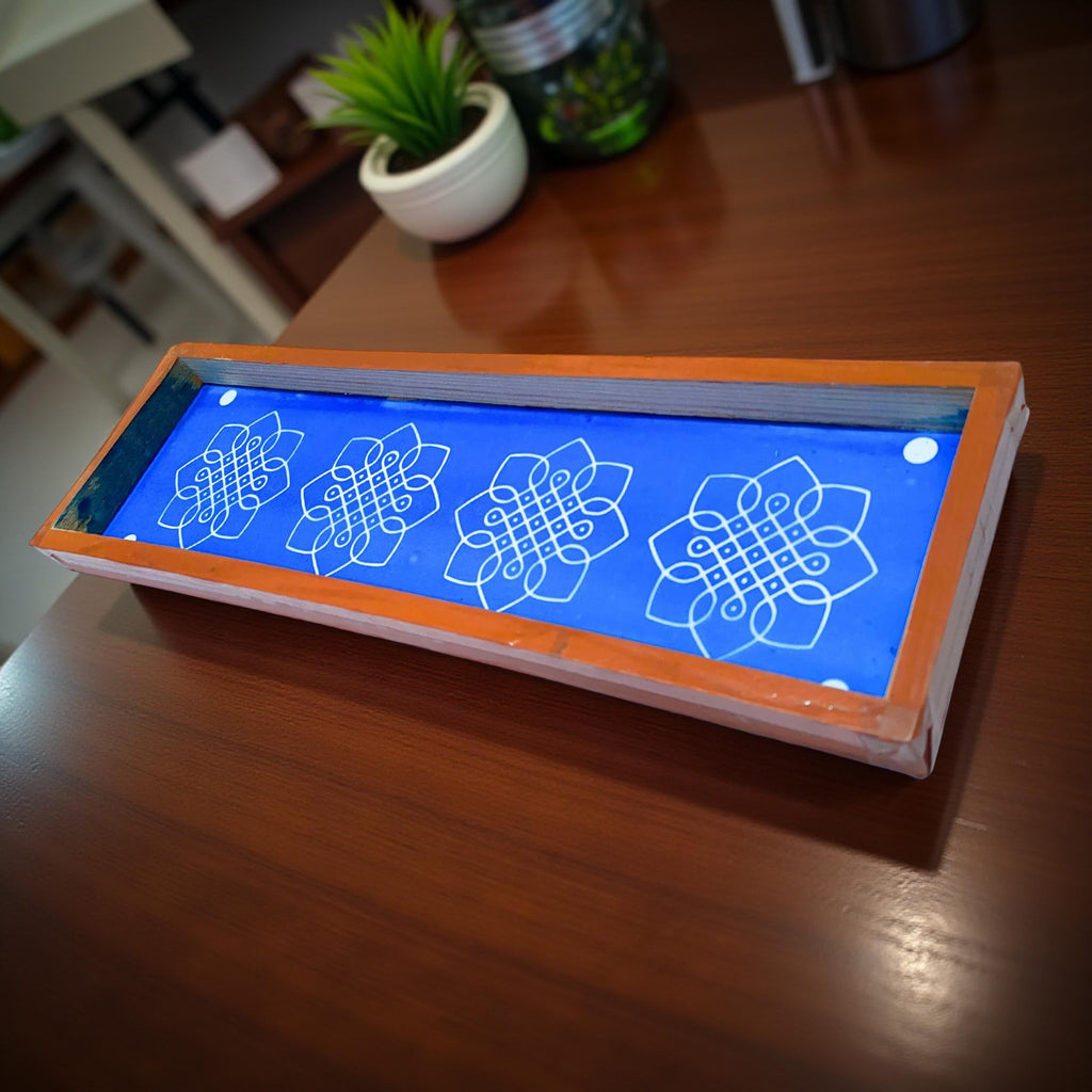 Unikraf  Flower Kambi Kolam Border Rangoli Stencil Wooden 17 * 5 inches Pack of 1 Piece