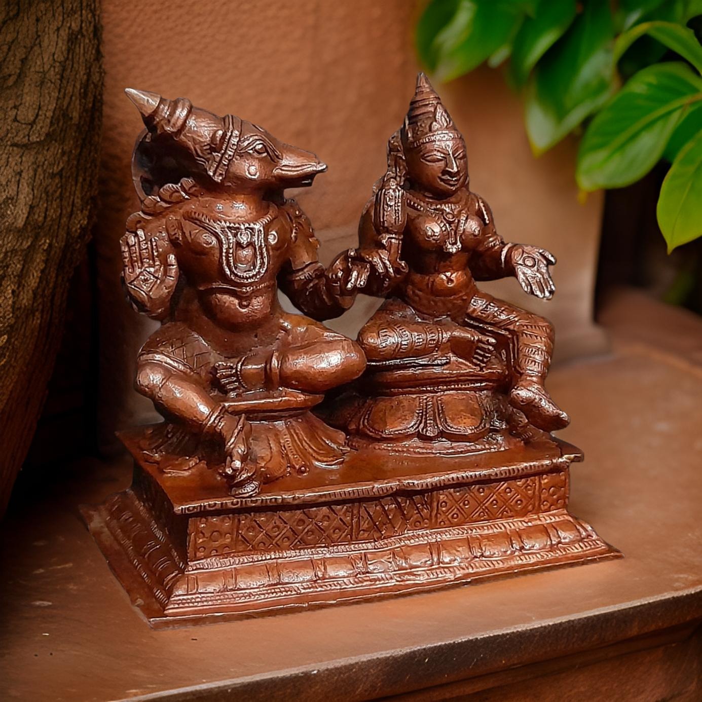 Brownish Copper Idols Of God Lakshmi Bhoo Varaghar, 3.3 Inches, 650G, Patina Antique Finish, Pack Of 1 Piece