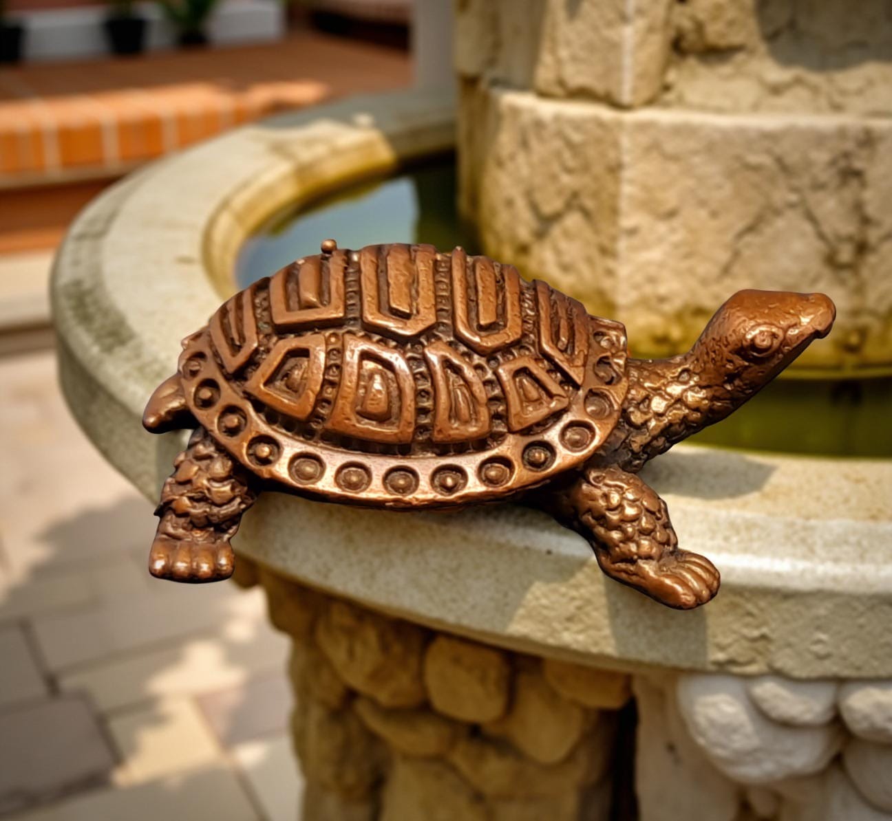 Brownish-Orange Copper Idols India, 0.6Inches, Handmade Kurma, 35Grams, Patina Antique Finish, Pack Of 1 Piece