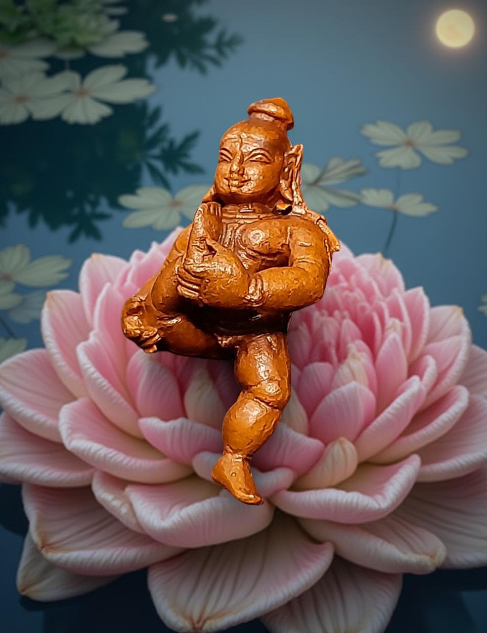 Brownish-Orange Copper Bal Krishna Sucking His Toe, 2.1 Inches,, 60G, Patina Antique Finish, Pack Of 1 Piece