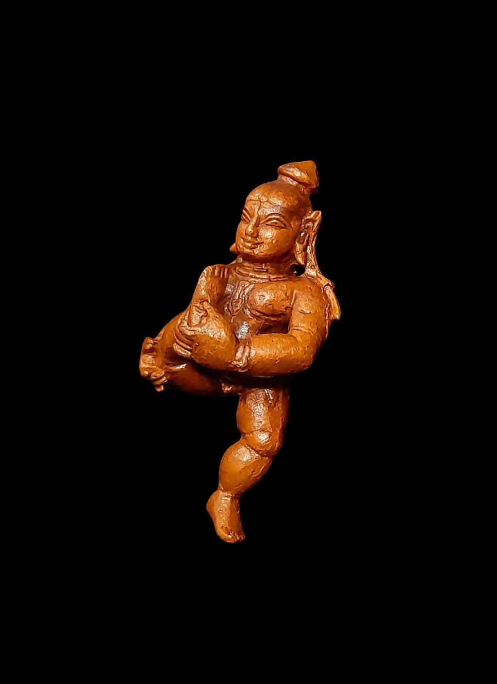 Brownish-Orange Copper Bal Krishna Sucking His Toe, 2.1 Inches,, 60G, Patina Antique Finish, Pack Of 1 Piece
